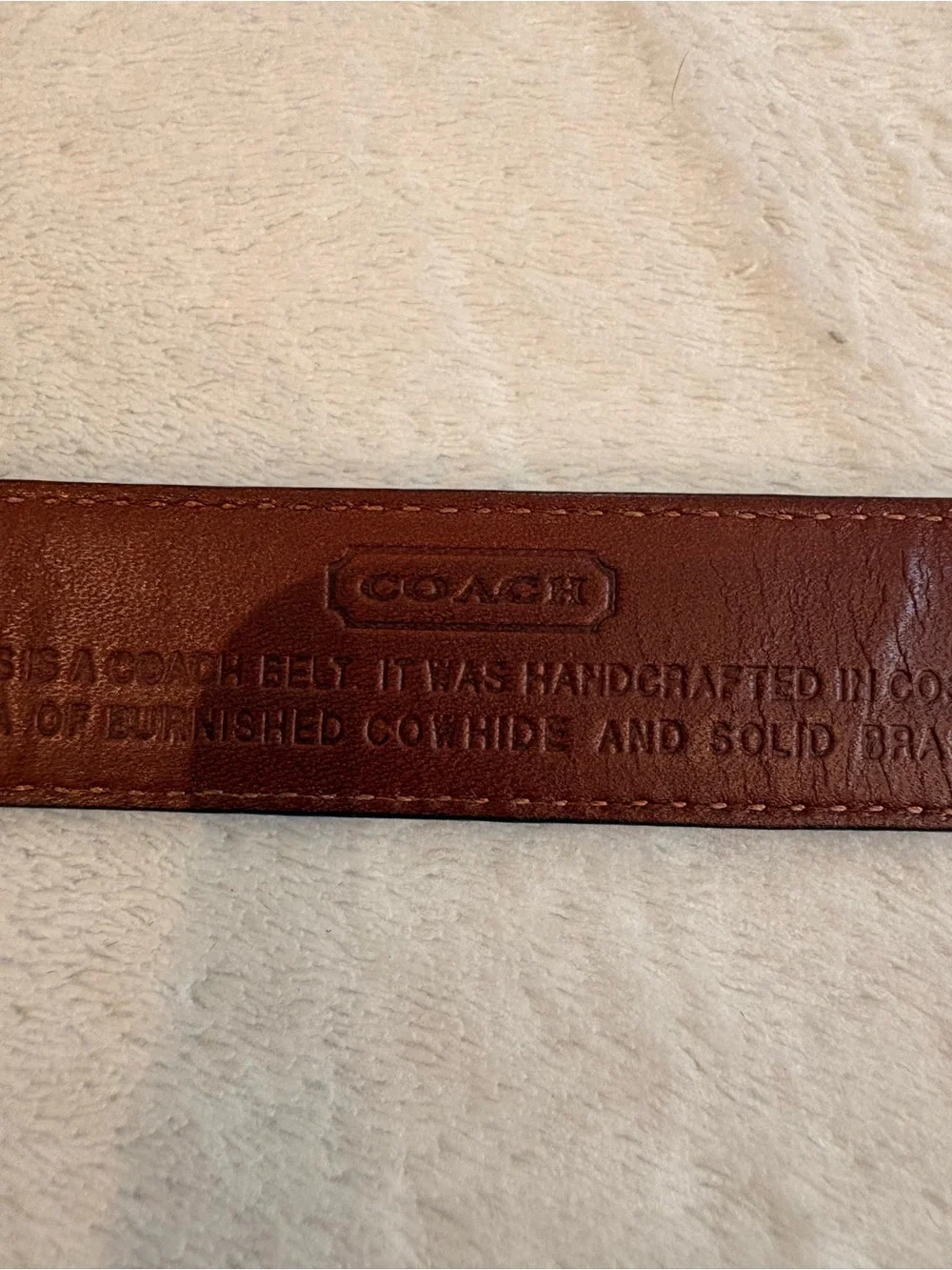Coach Men’s Slim Black Leather Dress Belt Brass Gold Buckle Sz 34